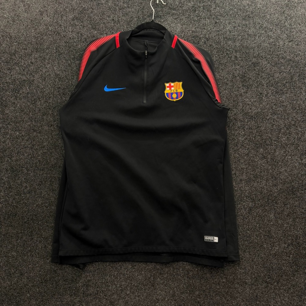 Nike FC Barcelona Dri-FIT Training Top Quarter Zip Black Red Mens L 854131-011